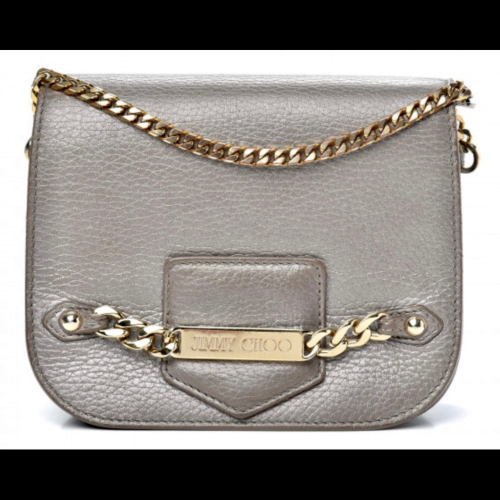 JIMMY CHOO SHADOW SILVER LEATHER CROSSBODY